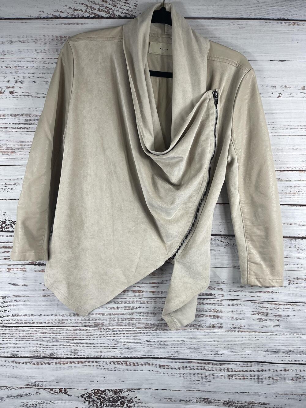 BLANKNYC Jacket Women's Size S Faux Suede Moto Asymmetrical Drape Collar Chic